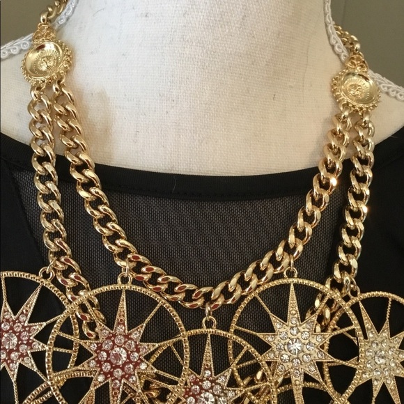 Gold Chain Starburst Necklace by RJ Raziano. Stunning. Rare. - Picture 4 of 8